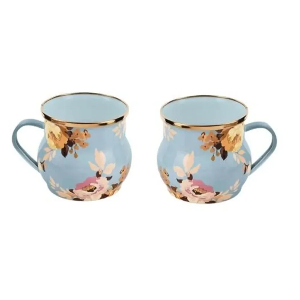 Mackenzie Child wild rose Slate 2 Mugs Brand New
